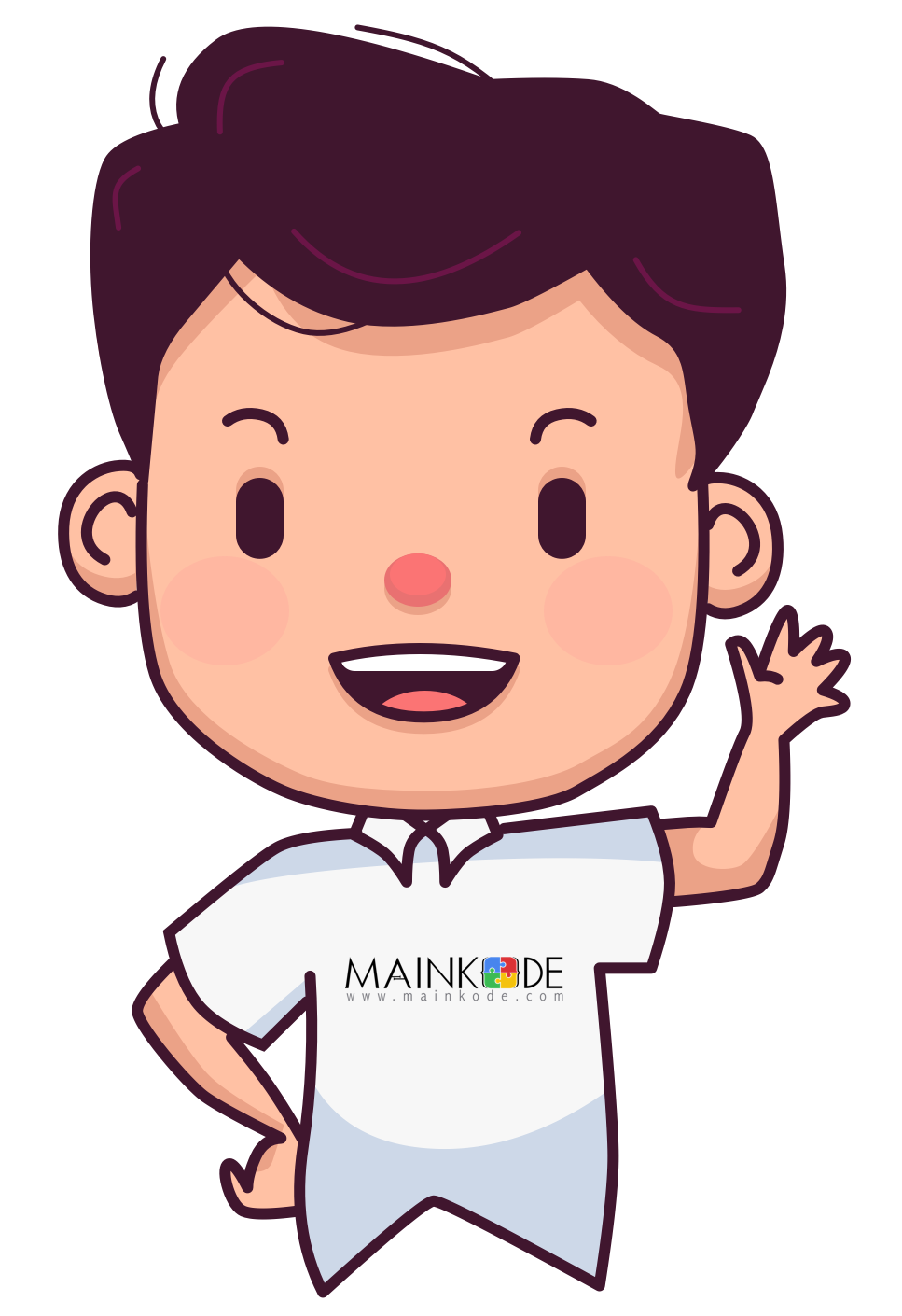 Maskot Mainkode melambaikan tangan